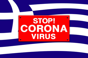 Fototapeta premium Background Concept Stop Coronavirus and No Infection in Greece
