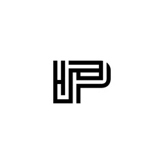 initial letter ip line stroke logo modern