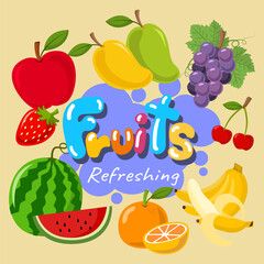 fruits set icon collection concept illustration vector design 1