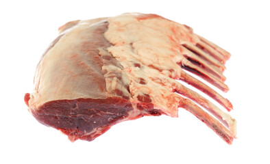raw French lamb chop isolated on white background