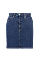 Blue jeans skirt, front view