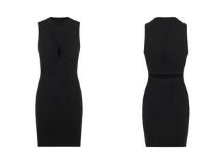 Festive black dress, front and back view