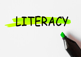 literacy concept write text on notebook