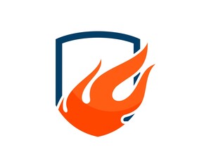 Shield with abstract fire inside