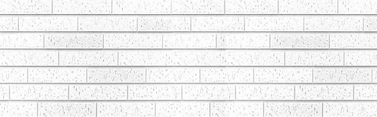 Panorama of White stone block wall seamless background and pattern texture