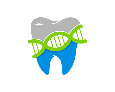 Healthy Teeth and DNA helix with dental treatment