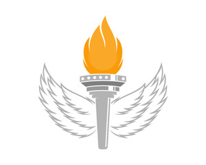 Torch fire with gray wings beside