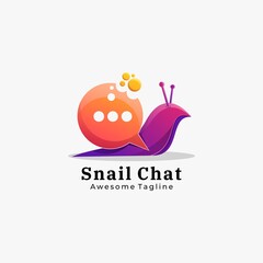 Vector Logo Illustration Snail Chat Gradient Colorful Style.