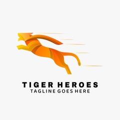 Vector Logo Illustration Tiger Heroes Gradient Colorful Style.