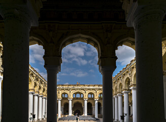 Interior view of 1636 built Nayakkar palace,with beautiful arched columns.