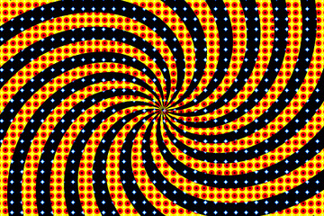 An abstract psychedelic halftone swirl background image.