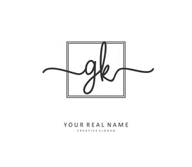 G K GK Initial letter handwriting and signature logo. A concept handwriting initial logo with template element.