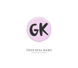 G K GK Initial letter handwriting and signature logo. A concept handwriting initial logo with template element.