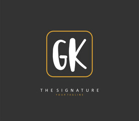 G K GK Initial letter handwriting and signature logo. A concept handwriting initial logo with template element.