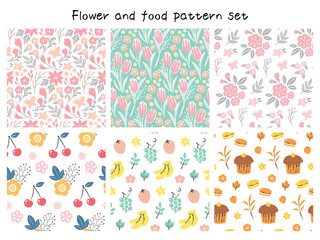 flower and food pattern set