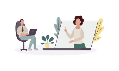 Illustration of online psychological help to a patient.