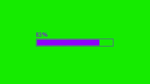 Amazing purple color 100% waiting loading bar animation video footage on green background