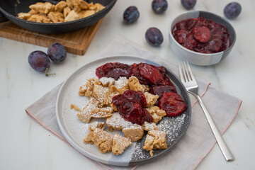 Kaiserschmarrn is a traditional Austrian or German sweet pancake dessert