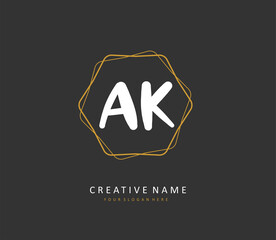 A K AK Initial letter handwriting and signature logo. A concept handwriting initial logo with template element.