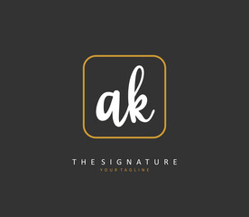Fototapeta na wymiar A K AK Initial letter handwriting and signature logo. A concept handwriting initial logo with template element.