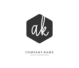 A K AK Initial letter handwriting and signature logo. A concept handwriting initial logo with template element.