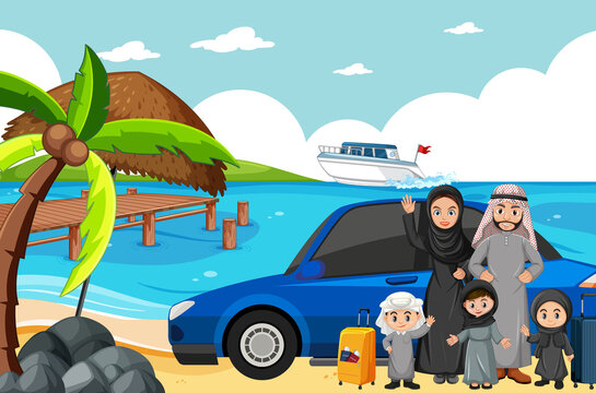 Arabian family on holiday
