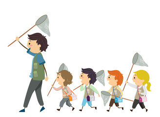 Stickman Kids Man Follow Net Illustration © BNP Design Studio