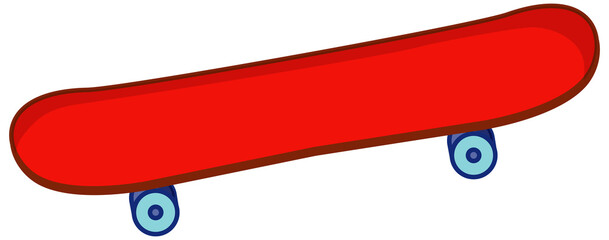 Red skateboard in cartoon style isolated on white background