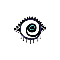 Protective amulet image in shape of eye, cartoon vector illustration isolated.