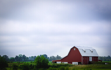 red barn and blue sky
