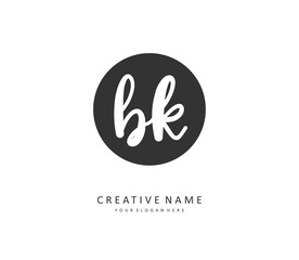 B K BK Initial letter handwriting and signature logo. A concept handwriting initial logo with template element.
