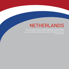 Abstract waving flag of netherlands. Creative background for patriotic holiday card design. National Poster. Cover, banner in state colors of the Netherlands. Vector tricolor design