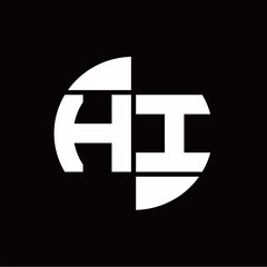 HI Logo monogram with slice circle shape rotate design template