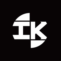 IK Logo monogram with slice circle shape rotate design template