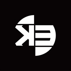 KE Logo monogram with slice circle shape rotate design template