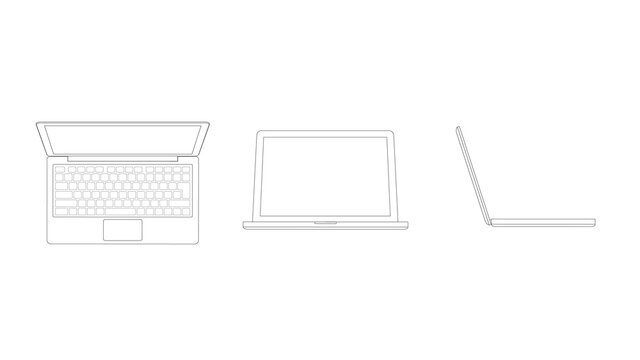 Portable laptop computer (Line drawing)