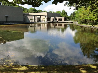 Building reflecting on the water surface