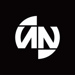 NN Logo monogram with slice circle shape rotate design template