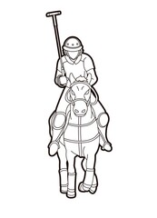Horse Polo players sport cartoon graphic vector