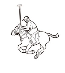 Horse Polo players sport cartoon graphic vector