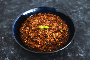 plant-based food, vegan lentil and textured vegetable protein ragu with quinoa
