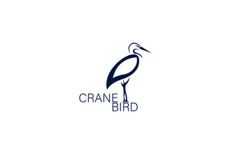 vector crane bird Logo Isolated On white Background