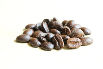 Coffee beans  on wood background