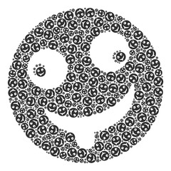 Vector idiot smiley composition is formed from repeating self idiot smiley elements. Fractal combination from idiot smiley.