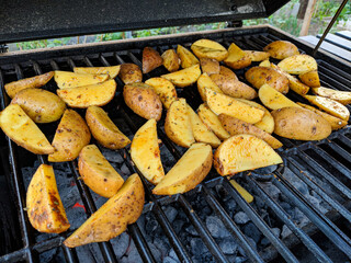 roasted potatoes on grill