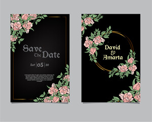 Elegant wedding invitation floral design template