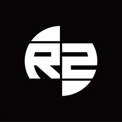 Fototapeta na wymiar RZ Logo monogram with slice circle shape rotate design template