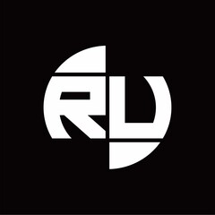 RU Logo monogram with slice circle shape rotate design template