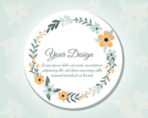 Circular beauty flower border frame design illustration