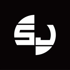 Fototapeta na wymiar SJ Logo monogram with slice circle shape rotate design template